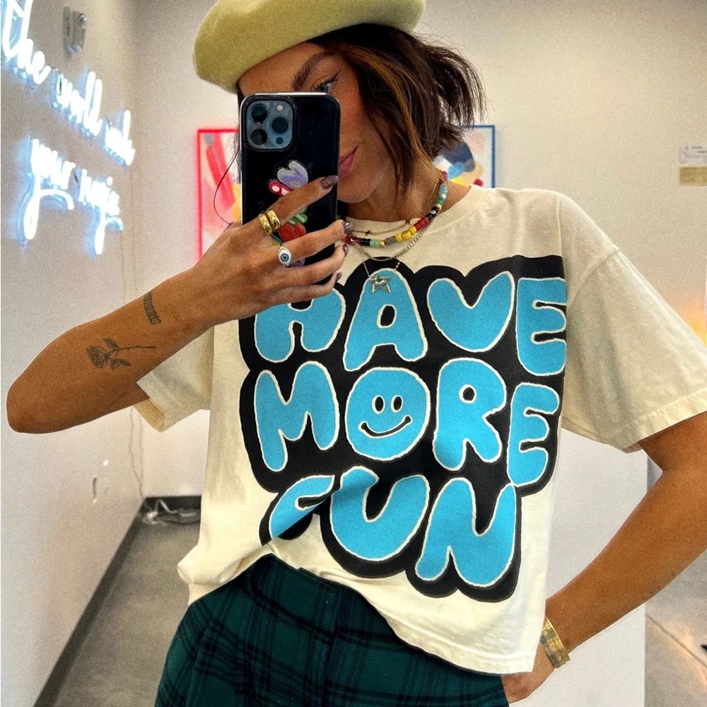 Dressed In Lala Have More Fun Boxy Tee in size S/M